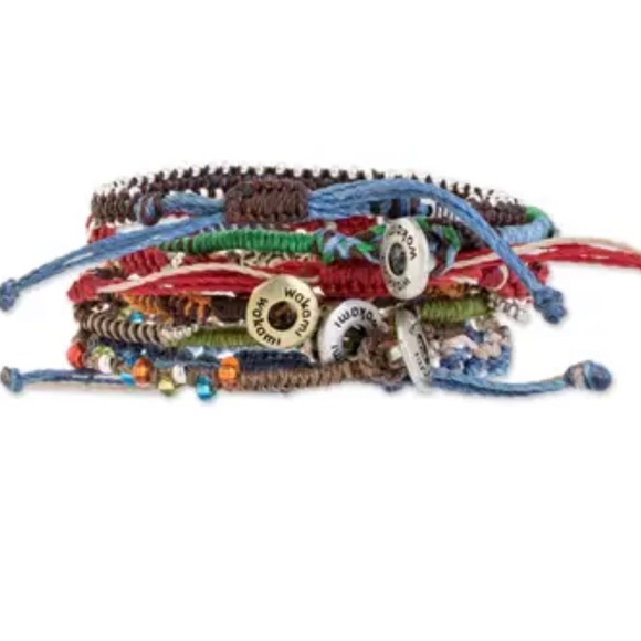 Brand New Colorful Glass Beaded Macrame Bracelets (Set of 7), "Boho Histories" - Picture 3 of 5